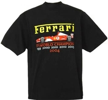 2004 Black Ferrari Six Times World Champions T-Shirt - LIMITED EDITION !